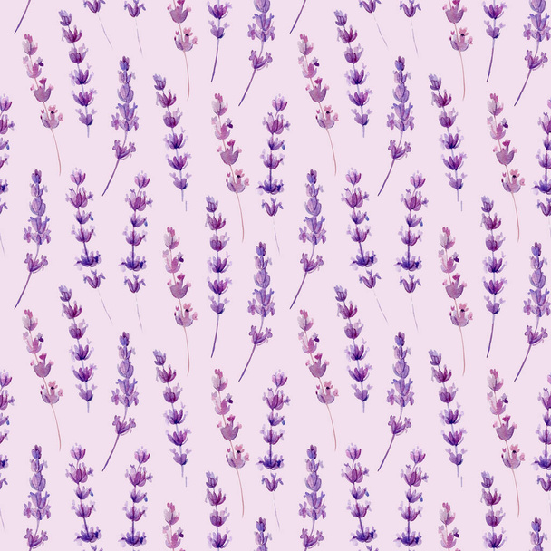 Lavendelhintergrund. Aquarellblume. Nahtlose Muster, abstrakte Malerei - Foto, Bild