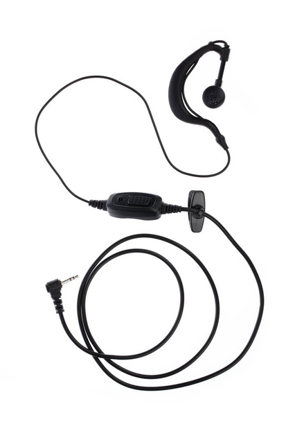 Walkie Talkie Zwei-Wege-Radio Ohrhörer fbi Stil isoliert auf weißem Hintergrund. - Foto, Bild