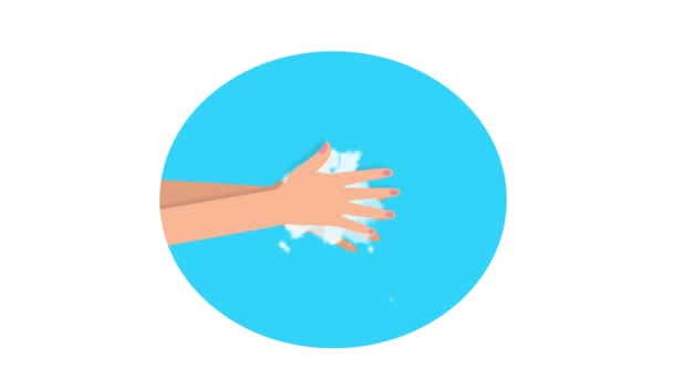 Lavage des mains Animation dessin animé avec effet mat pour canal alpha COVID-19 prévention .  - Séquence, vidéo