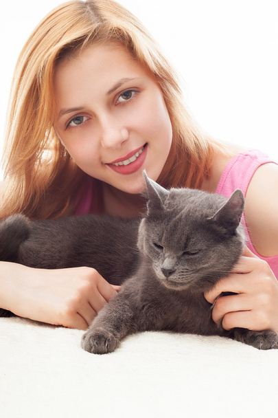 girl with cat - Fotó, kép