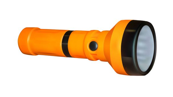 Oranje elektrische zaklamp. 3d vector illustratie - Vector, afbeelding