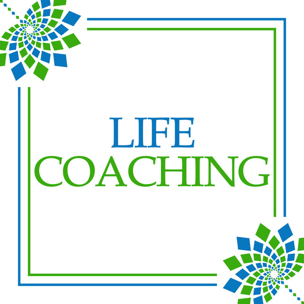 Texto de coaching de vida escrito sobre fondo verde azul. - Foto, imagen