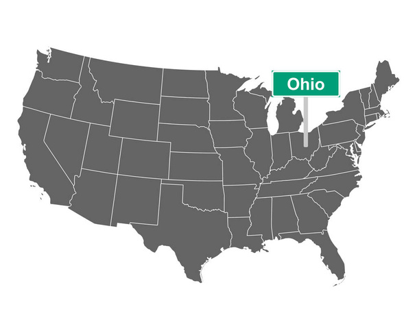 Ohio state limit sign and map of USA as vector illustration - Vector, Image