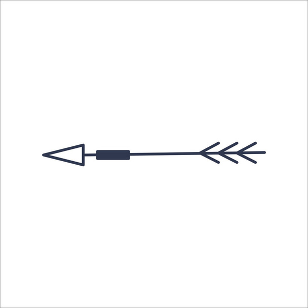 Freccia decorativa isolata su sfondo bianco. Stile Boho. Simbolo tradizionale indiano nativo americano. Illustrazione vettoriale - Vettoriali, immagini