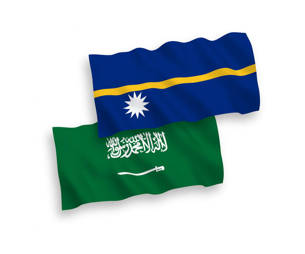 Nemzeti vektor szövet hullám zászlók Szaúd-Arábia és a Nauru Köztársaság elszigetelt fehér alapon. 1-2 arányú. - Vektor, kép