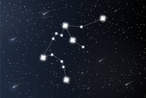 Acuario. Constelación del zodíaco en el fondo del espacio exterior. Misterio y esotérico. Ilustración del vector del horóscopo. Cartel del tarot espiritual. Magia oculta tarot y cartas de astrología - Vector, imagen