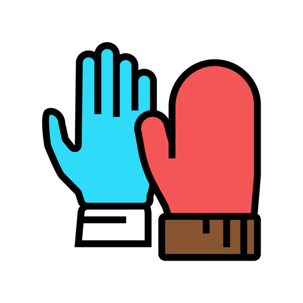 rukavice suché kůže barva ikony vektor ilustrace - Vektor, obrázek
