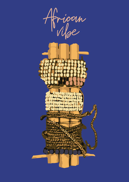 Oldtimer-Holzblasinstrument. Traditionelle afrikanische Kultur - Vektor, Bild