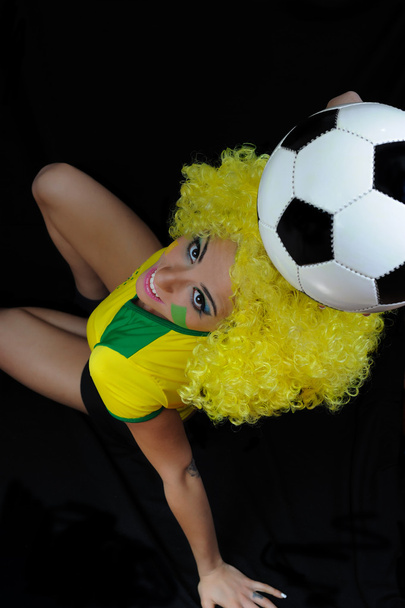 Jovem fã de futebol brasileiro
 - Foto, Imagem