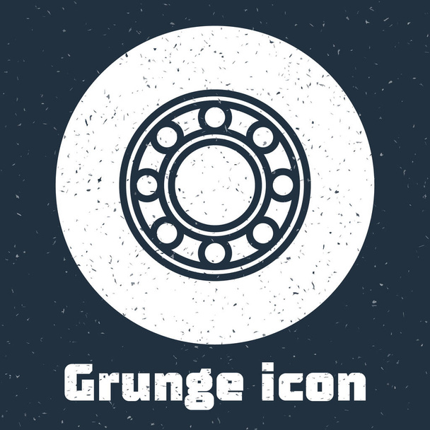 Grunge line Icono de rodamiento de bolas de bicicleta aislado sobre fondo gris. Dibujo vintage monocromo. Vector. - Vector, imagen