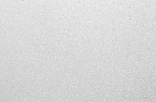 灰色の背景に降る雨滴の概念抽象表面に泡を持つぬれた白い表面創造的なバナーデザインのための現実的な純水滴水滴 - 写真・画像