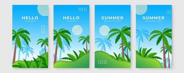 Hand drawn summer instagram posts or social media stories template collection - Wektor, obraz