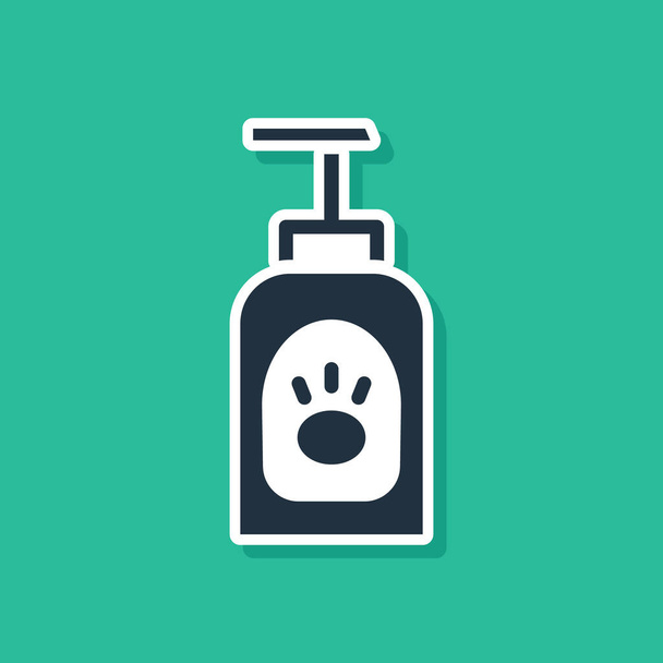 Blue Pet shampoo icon isolated on green background. Pets care sign. Dog cleaning symbol.  Vector. - Vektor, kép