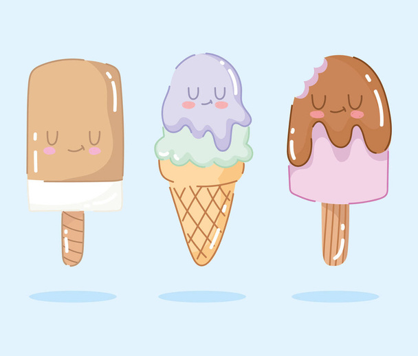 ice cream cartoon set - Vector, Image