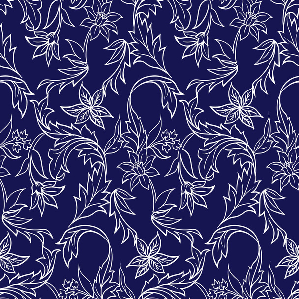 Seamless porcelain indigo blue and white , Vector illustration - Vector, afbeelding
