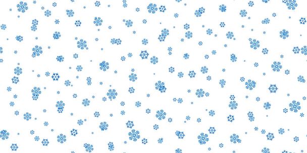 Winter seamless pattern with blue snowflakes on white background. Vector illustration for fabric, textile wallpaper, posters, gift wrapping paper. Christmas vector illustration. Falling snow - Vektor, obrázek