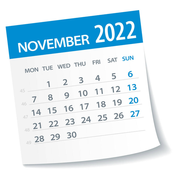 November 2022 Calendar Leaf - Illustration. Vector graphic page - Vector, Image