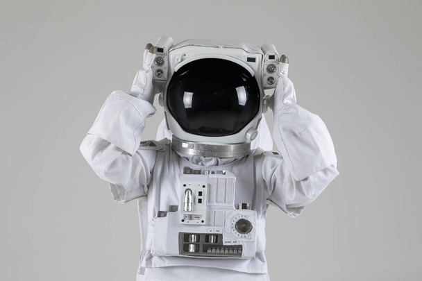 depressed astronaut, white background - Photo, image
