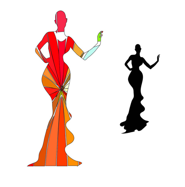 Silhouette female mannequin and black iron hanger - Vector, afbeelding