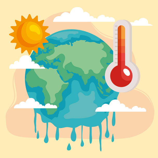melting world due warming global - Vector, Image
