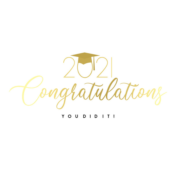 Μια αφηρημένη απεικόνιση των αποφοίτων Συγχαρητήρια, Class of 2021 σε λευκό φόντο - Διάνυσμα, εικόνα