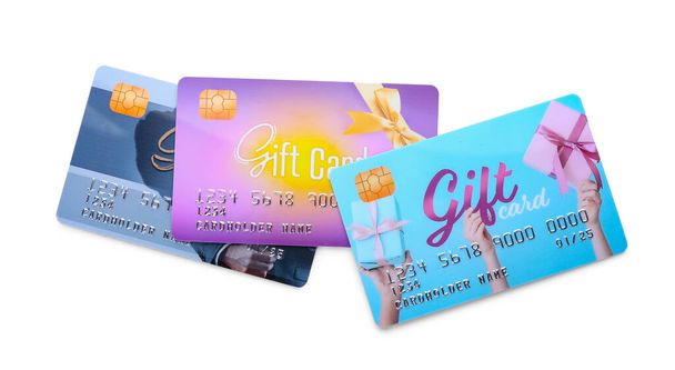 Gift cards on white background - Фото, изображение