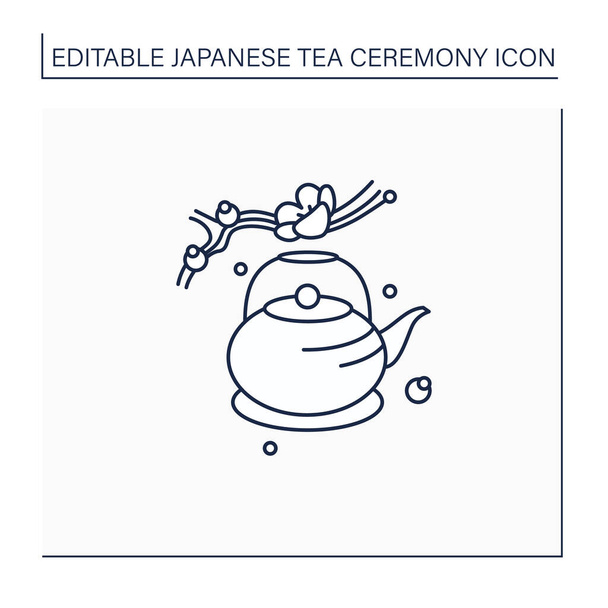 Théière japonaise ligne icône - Vecteur, image