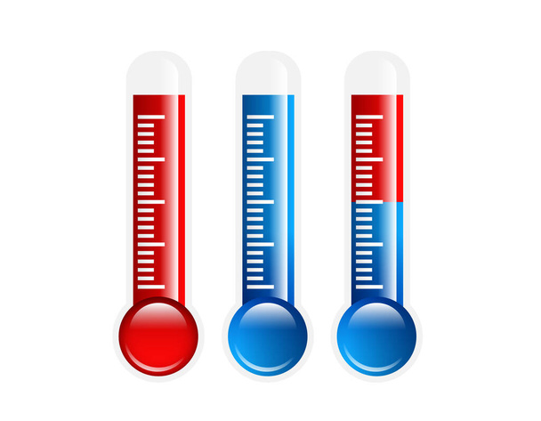 Ein Satz Thermometer. Vektor-Illustration isoliert auf weißem Hintergrund. - Vektor, Bild