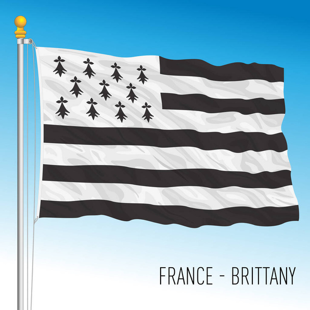 Βρετάνη περιφερειακή σημαία, Γαλλία, Ευρωπαϊκή Ένωση, διανυσματική απεικόνιση - Διάνυσμα, εικόνα