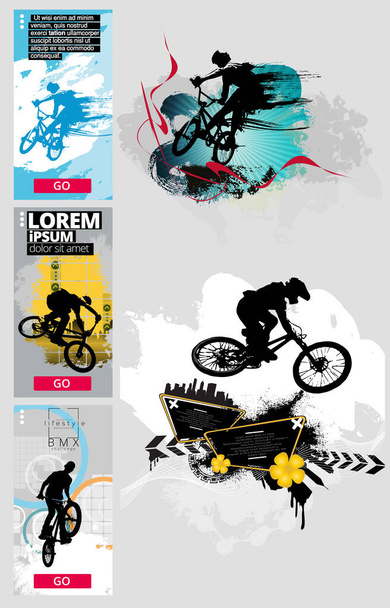 Hombre activo. BMX rider en fondo abstracto deporte, vector - Vector, Imagen