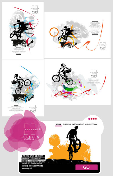 Actieve man. BMX rijder in abstracte sport achtergrond, vector - Vector, afbeelding