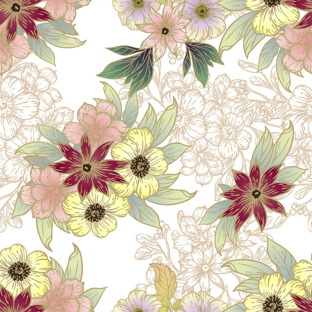 Abstract elegance seamless background with flowers - ベクター画像