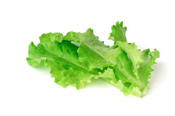 lettuce leaf isolated on white background. fresh green salad, full depth of field - Foto, Imagem