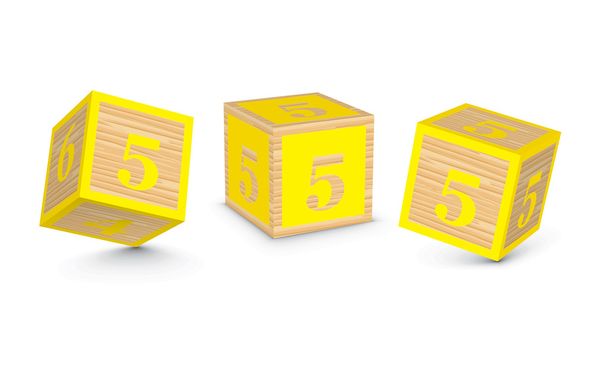 Vector número 5 bloques de alfabeto de madera
 - Vector, Imagen