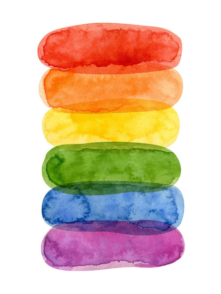 LGBT pride month - watercolor clipart. LGBT art, rainbow clipart for pride stickers, posters, cards.  - Photo, Image