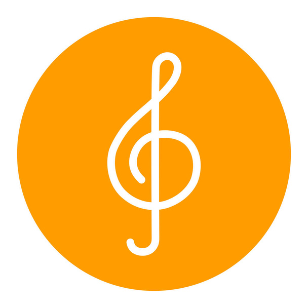 Treble clef vector white glyph icon. Music sign. Graph symbol for music and sound web site and apps design, logo, app, UI - Vector, Image