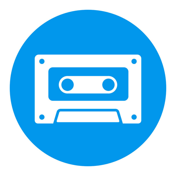 オーディオカセットテープベクトルホワイトグリフアイコン。音楽のサインだ。音楽やサウンドウェブサイトやアプリのデザイン、ロゴ、アプリ、 UIのためのグラフシンボル - ベクター画像