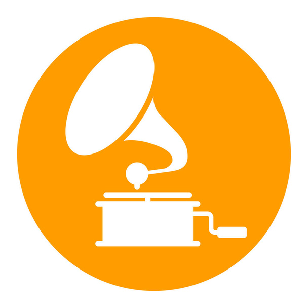 Gramophone vector white glyph icon. Music sign. Graph symbol for music and sound web site and apps design, logo, app, UI - Vector, Image