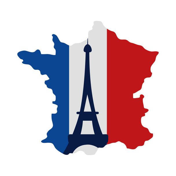 フランス地図旗 - ベクター画像