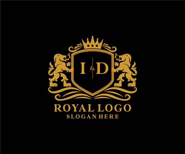 ID Letter Lion Royal Luxury Logo Vorlage in Vektorkunst für Restaurant, Royalty, Boutique, Cafe, Hotel, Heraldic, Schmuck, Mode und andere Vektorillustration. - Vektor, Bild