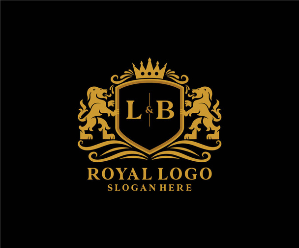 LB Letter Lion Royal Luxury Logo sablon vektor művészet Étterem, Royalty, Boutique, Cafe, Hotel, Heraldic, Ékszerek, Divat és egyéb vektor illusztráció. - Vektor, kép
