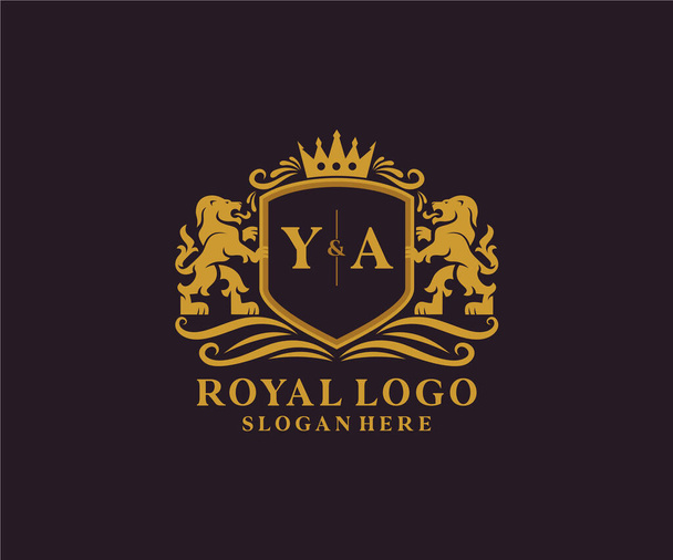 Plantilla YA Letter Lion Royal Luxury Logo en arte vectorial para restaurante, realeza, boutique, café, hotel, heráldico, joyería, moda y otra ilustración vectorial. - Vector, imagen
