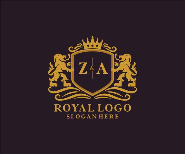ZA Harfi Aslan Kraliyet Logosu Restoran, Kraliyet, Butik, Cafe, Otel, Heraldic, Mücevher, Moda ve diğer vektör ilüstrasyonları için vektör sanatı şablonu. - Vektör, Görsel