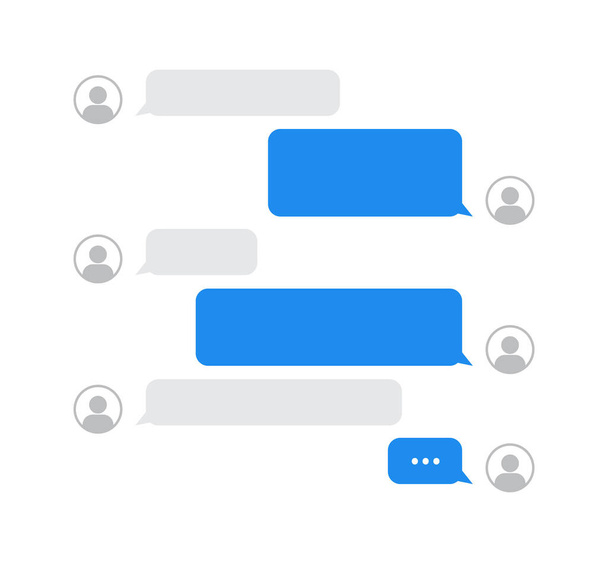Üzenet buborékok chat ikon fehér háttérrel. Sablon üzenetküldő chat box. Vektorillusztráció - Vektor, kép