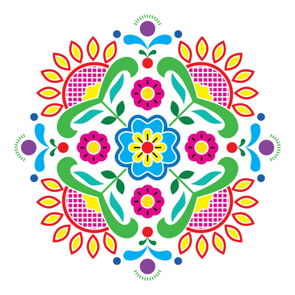 Norwegian traditional folk art Bunad pattern - Rosemaling style embroidery - Vector, imagen