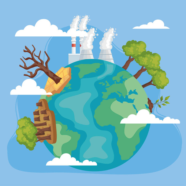 world with environmental issues - Vector, Image