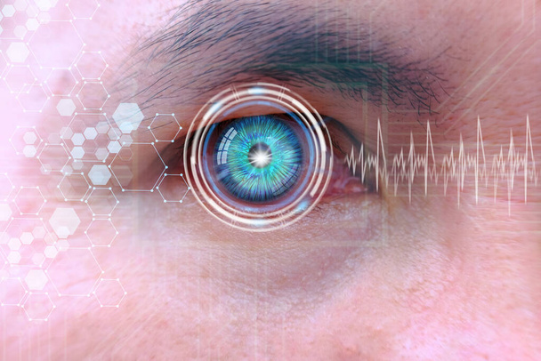 Human eye and high-tech concept, screening big data and digital transformation technology strategy, digitalization of business processes and data, High Technologies in the future - Foto, Bild