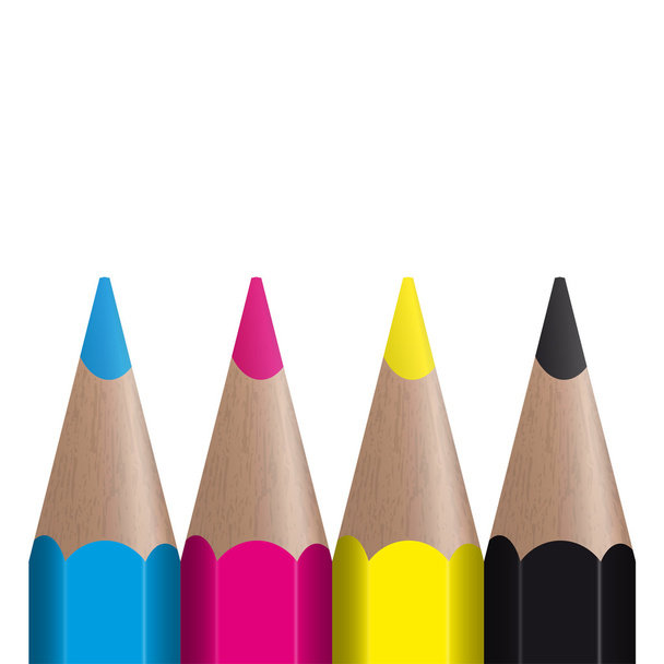CMYK - 4 colored pencils - Vector, Image