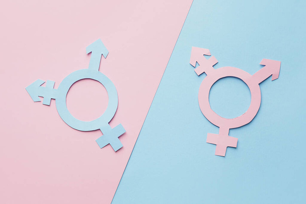 Symbols of transgender on color background - Foto, Bild