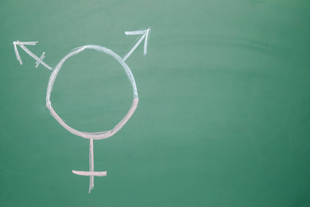 Symbol of transgender drawn on chalkboard - Photo, Image